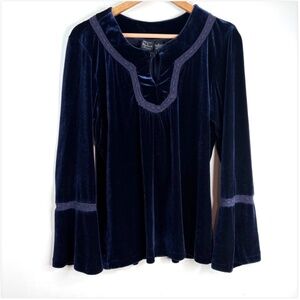 Y2K Velvet Peasant Top S Flare Sleeve Ren Faire Coquette Whimsigoth Witchy Fairy